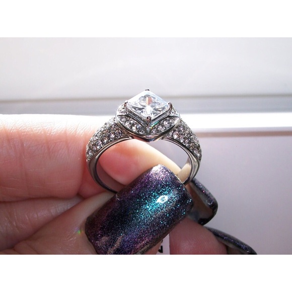 STAINLESS STEEL Princess & Round Cut Cubic Zirconia Ring - Picture 7 of 14